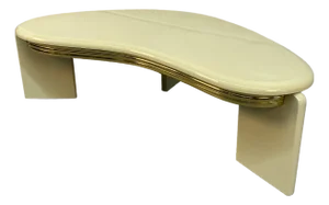 Mid 20th Century Modernist Lacquered Kidney Shaped Ivory Coffee Table