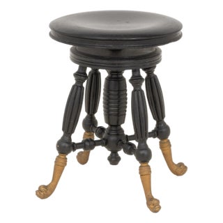 Victorian Ebonized Circular Piano Stool, Circa 1900 For Sale