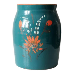 Vintage Hand-Painted Stoneware Cookie Jar Vase