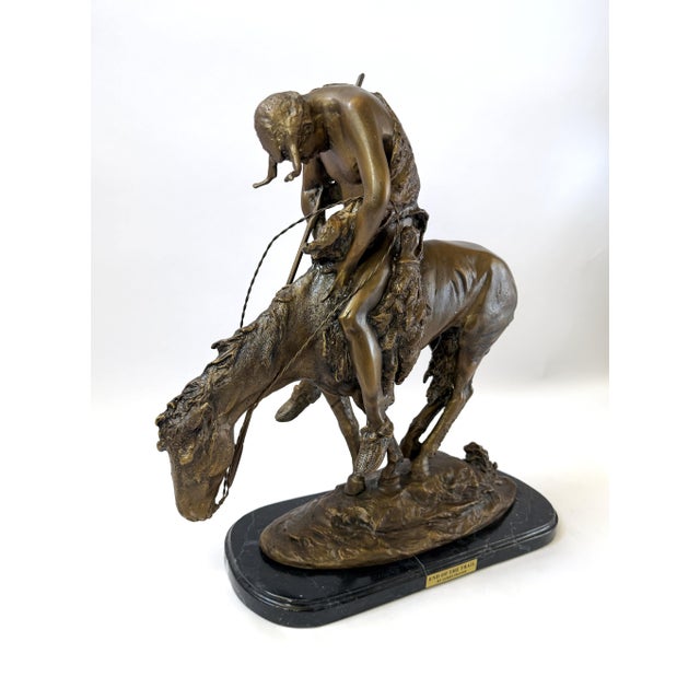 Metal End of the Trail, Bronze Sculpture After Fraser - 22"h For Sale - Image 7 of 13