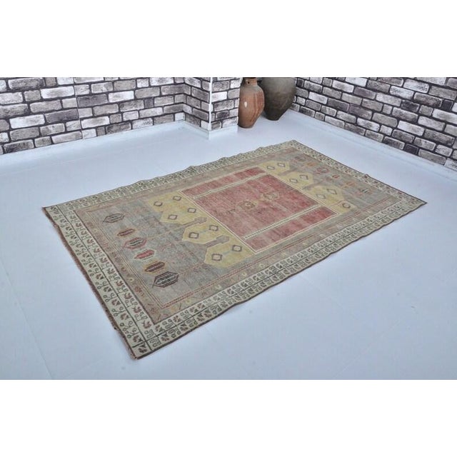 Handmade wool carpet in Turkish Anatolia , Vintage Oushak Rug,Turkish Vintage Anatolian Rug, Handmade wool Rug . One Of...