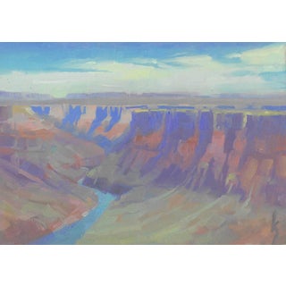 Grandview Point by Kirsten Savage | Oil on panel Landscape of a canyon with a river below. For Sale
