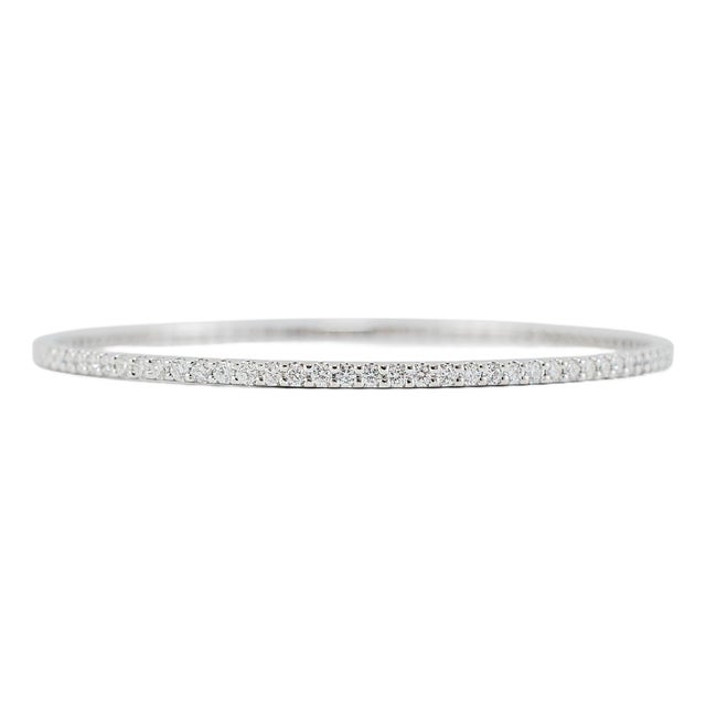 Sonia B Designs 14k White Gold 2.58ct Diamond Full Eternity Bangle Bracelet For Sale