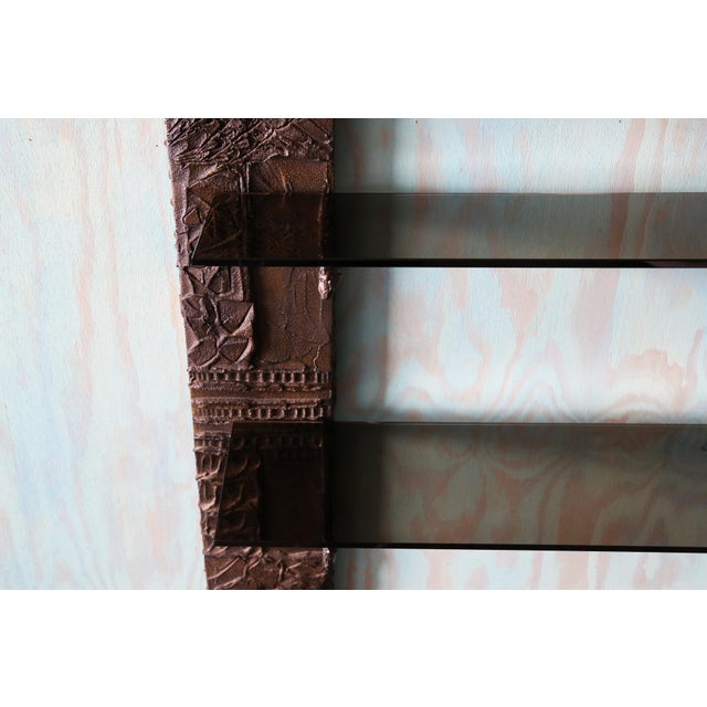 Mid-Century Modern Paul Evans Pe71 Bronzed Resin and Glass Floating Bookshelf Wall Unit C. 1970s For Sale - Image 3 of 16