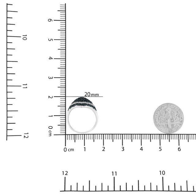 Metal .925 Sterling Silver 1 cttw White and Treated Blue Diamond Rhombus Cocktail Ring (Blue, I3) - Size 7 EVS1010 For Sale - Image 7 of 7