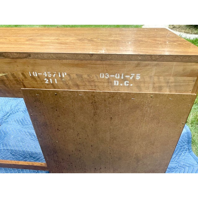 1970s Compact Solid Hardwood Writing Desk by Ethan Allen – Warm Minimalist Silhouette For Sale - Image 6 of 16