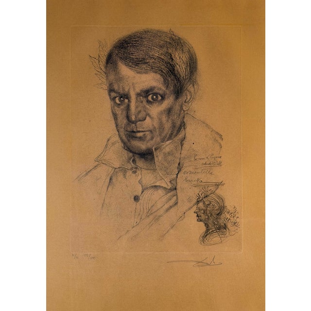 ARTIST: Salvador Dali TITLE: Portrait of Picasso (Ochre) MEDIUM: Etching SIGNED: Hand Signed by Salvador Dali EDITION...