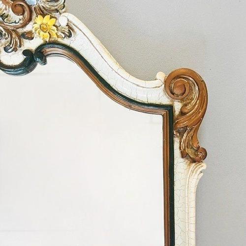 Mid 20th Century Mid-Century Italian Baroque Style Cream and Gilt Crackled Mirror and Wall Console, 1950s, Set of 2 For Sale - Image 5 of 14