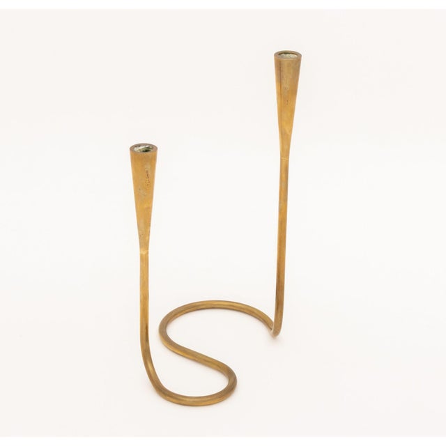 Late 20th Century Pair of Illums Bolighus Modernist Brass Candlestick Holders For Sale - Image 5 of 11