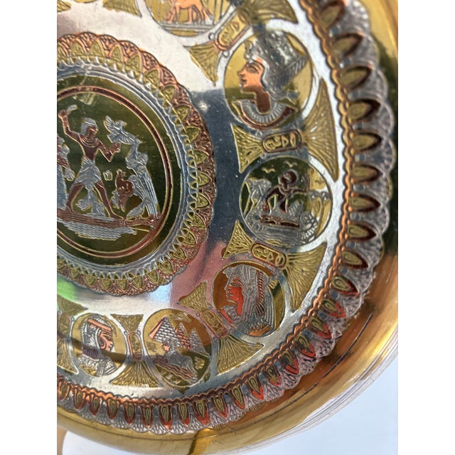 Mid 20th Century Vintage Egyptian Revival Mixed Metal Plate For Sale - Image 5 of 11