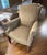 Like new upholstered traditional side chair with Cherry or Mahogany wood legs!