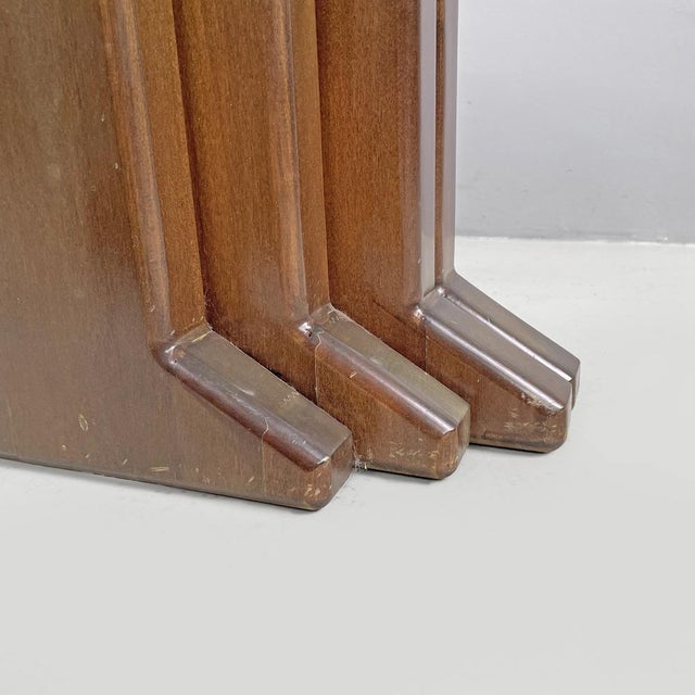 Italian Modern Wooden Coffee Table with Geometrical Base and Glass Top, 1970s For Sale - Image 15 of 18