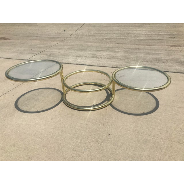 1980s Mid Century 3 Tiered Brass & Glass Swivel Coffee Table Chairish