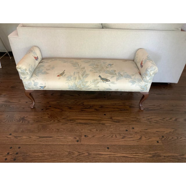 2000s Custom Upholstered Bench in Silk Moire Chairish