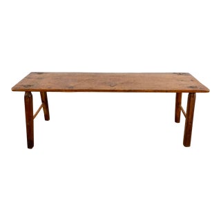 Antique Handmade Early American Wood Bench For Sale