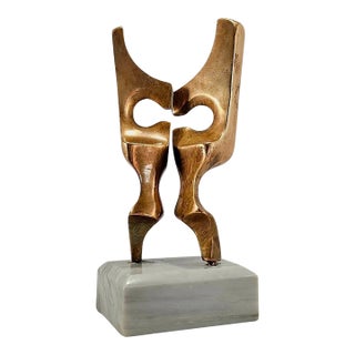 1970s Signed Hattakitkosol Somchai Brass Brutalist Art For Sale