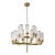 Kelly Wearstler for Visual Comfort Signature Liaison Double Tier Chandelier in Antique-Burnished Brass with Crackle Glass For Sale