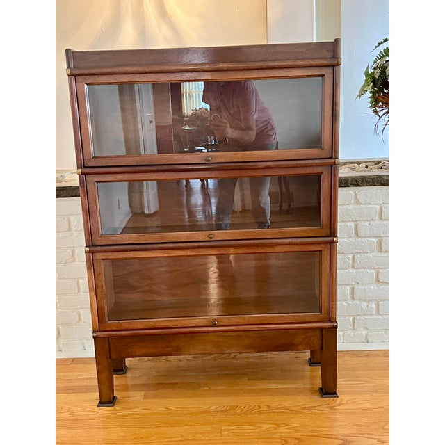 Antique Barrister Bookcase Sections Set With Metal Strap by Globe Wernicke For Sale - Image 9 of 9