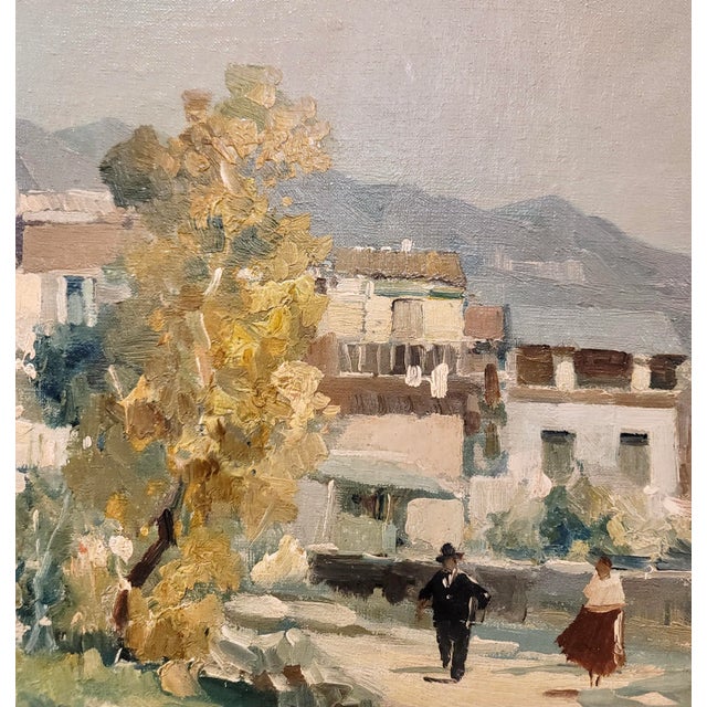 Jacques Bartoli -Two Figures Walking Down the Street-1950s Modernist Oil Painting For Sale In Los Angeles - Image 6 of 9