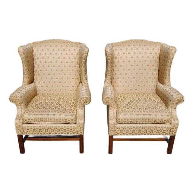 Ethan Allen Wingback Chairs Pair For Sale