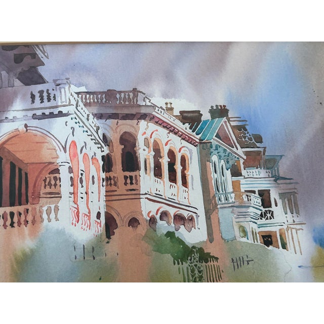 1990s Rhett Thurman “Rainy Battery 11” Original Charleston Watercolor — Signed & Framed For Sale In Savannah - Image 6 of 11