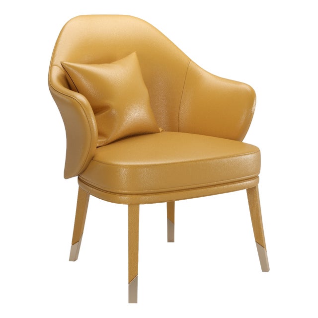 Modern Bhutan Yellow Leather Armchair For Sale