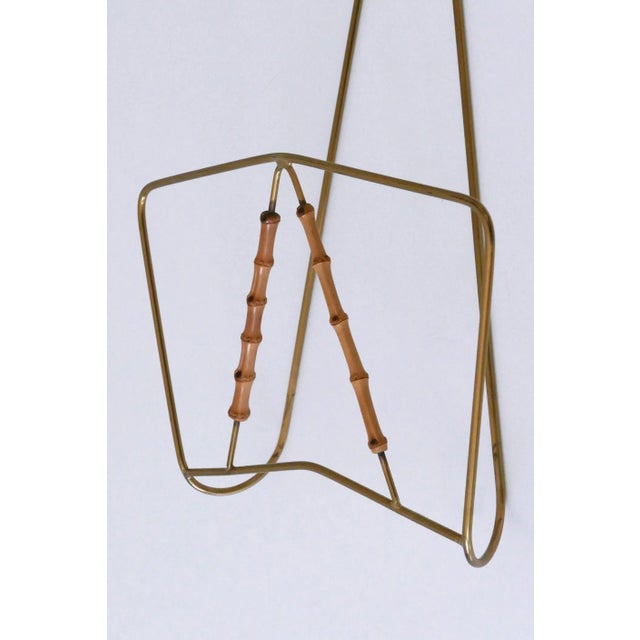 Mid-Century Wall-Mounted Brass & Bamboo Magazine Rack, Germany, 1960s For Sale - Image 12 of 18