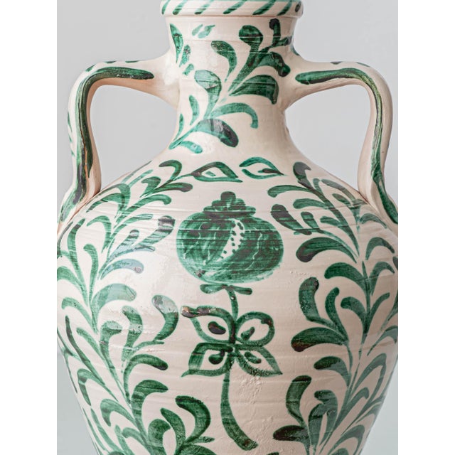 Spanish Revival Ceramic Table Lamps with New Linen Shades, 2010s, Set of 2 For Sale - Image 6 of 18