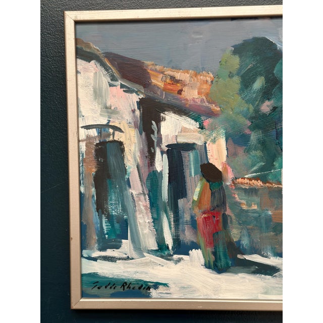 Modern Tedde Rhodin, Spanish Houses, 1950s, Oil Painting on Panel, Framed For Sale - Image 3 of 17