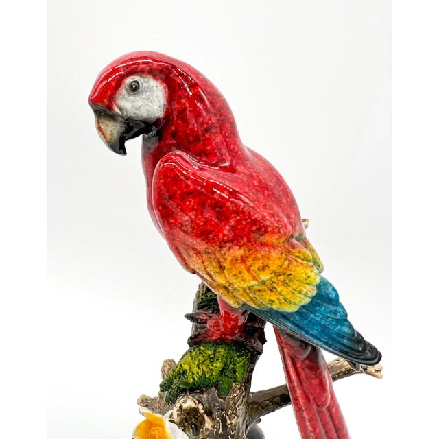 Plastic 20th Century Glazed Resin Macaw Parrot Figurine For Sale - Image 7 of 9