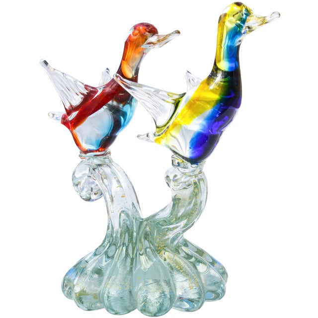 Vintage Large Barbini Murano Sommerso Italian Art Glass Birds Centerpiece For Sale - Image 10 of 10