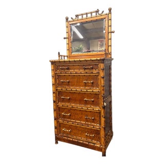 Late 19th Century Rj Horner Aesthetic Movement Faux Bamboo Tall Lock Side Dresser, Attributed For Sale