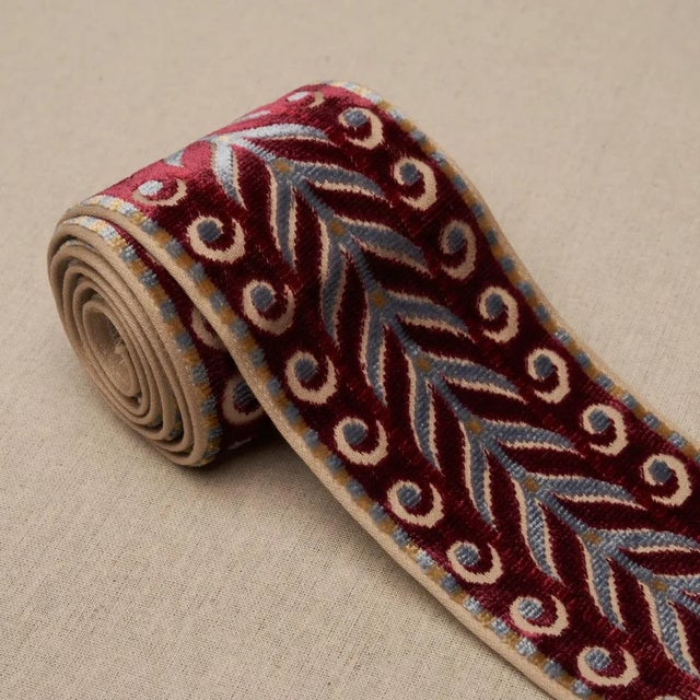 Contemporary Schumacher Marion Velvet Tape in Aubergine For Sale - Image 3 of 3