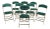 Mid 20th Century A. Fritz + Co Mid Century Gold Frame & Green Velvet Metal Folding Chairs Modern For Sale