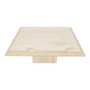 Large 41" Square Italian Mid Century Modern Single Pedestal Coffee Table Beveled