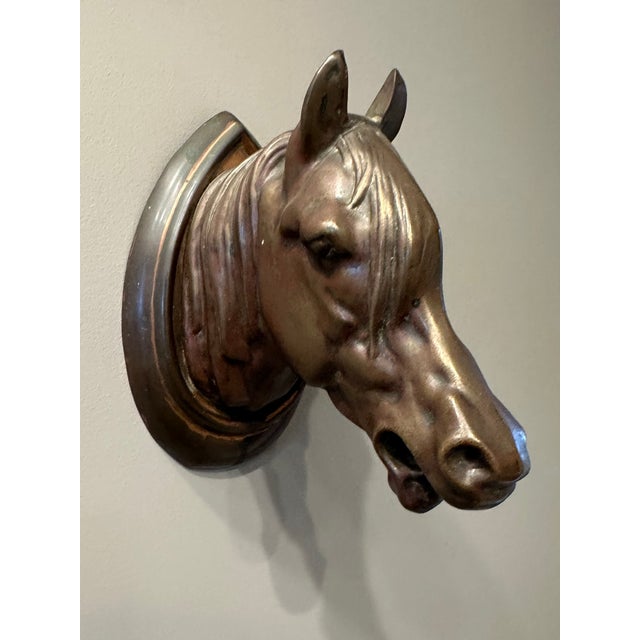 Vintage French Mid-Century Metal Horse Head Wall Mount For Sale - Image 12 of 12