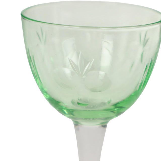 Vintage Uranium Glass Aperitif Glasses from Val Saint Lambert, 1920s, Set of 8 For Sale - Image 17 of 18