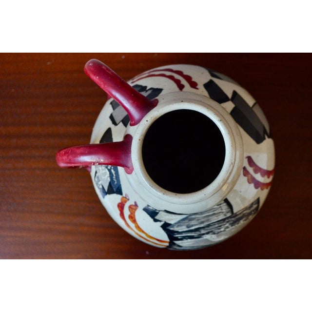 Large Art Deco Vase with Double Handles from Betzy Augeron, France, 1930s For Sale - Image 9 of 18