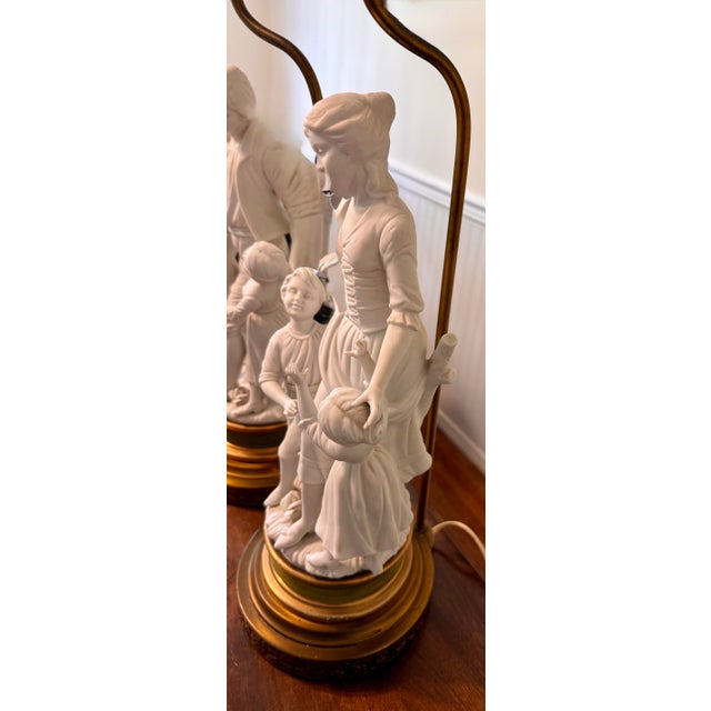 Mid 20th Century Large Parian Bisque Porcelain Sculptured Lamps For Sale - Image 12 of 12