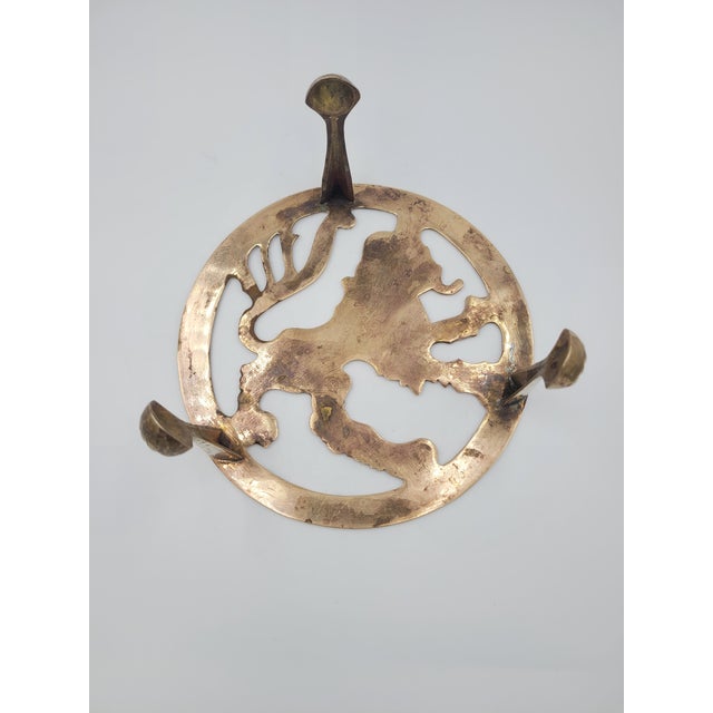 English 19th Century Antique Scottish Lion Rampant Brass Table Trivet For Sale - Image 3 of 12