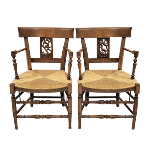 Set of South Western Chairs in Oak & Straw, France, 1900s