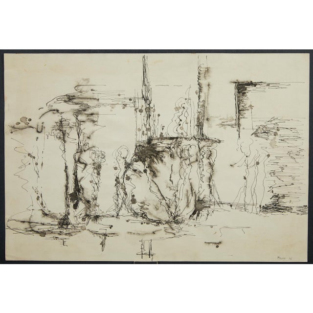 Brilliant MCM Abstract Ink on Paper Artist Mackey 1956. Measures 22 x 15" No knowledge of the artist. This piece came rom...