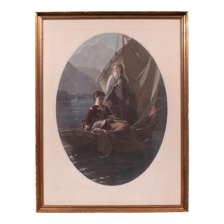 Le Lac Mezzotint Engraving After Constant Joseph Brochart by Pierre Cottin 1869 Goupil For Sale