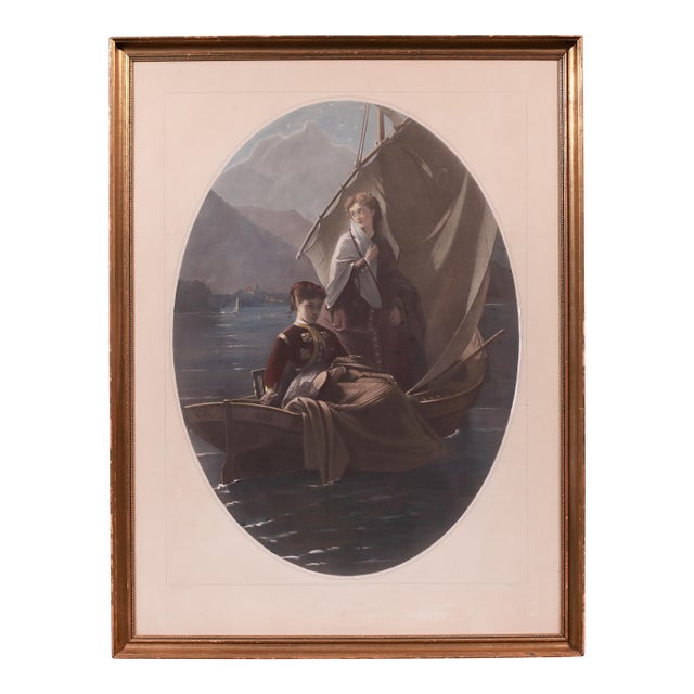Le Lac Mezzotint Engraving After Constant Joseph Brochart by Pierre Cottin 1869 Goupil For Sale