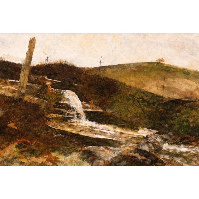 Mid-Century Modern Mid 20th Century Wyeth Study Pair — Hillside Waterfall Study & Landscape Composition — Plates 41–42 For Sale - Image 3 of 12