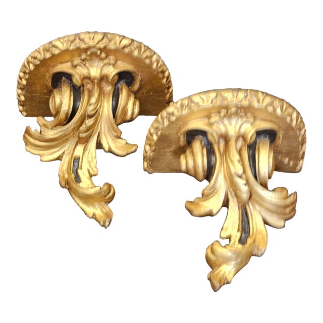 Gilt Resin Rococo Wall Brackets - A Pair For Sale
