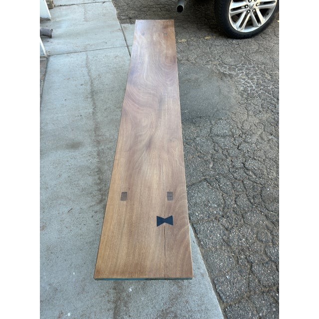 1990s Long Rustic Wooden Bench For Sale - Image 9 of 12