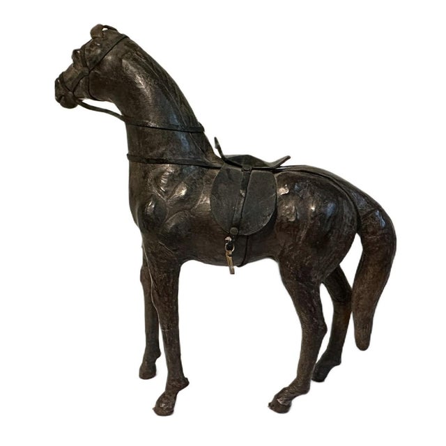 Vintage Mid Century Leather Clad Horse Figurine W/Saddle & Bridle - English Equestrian Handsomely hand crafted large...