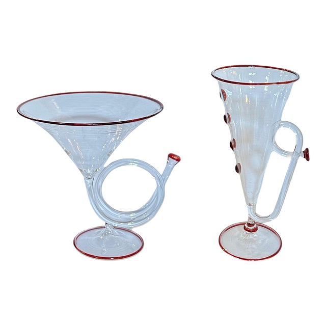 2017 Set of 2 Venini Glass Horns by Piero Fornasetti Sold by Barney’s New York For Sale