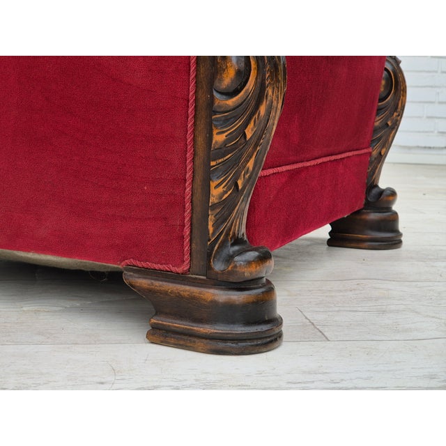Set of Danish Armchair & Footstool in Furniture Velour & Ash Wood, 1950s For Sale - Image 6 of 18